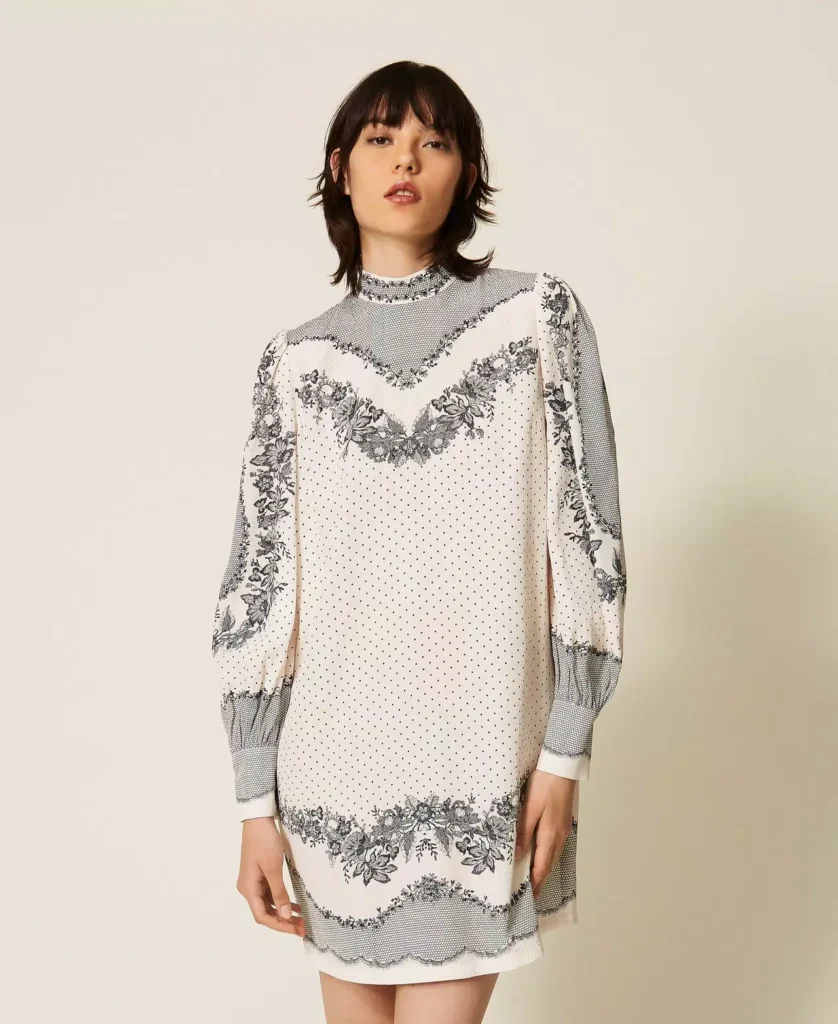 TWINSET ženska kratka obleka iz satena – white