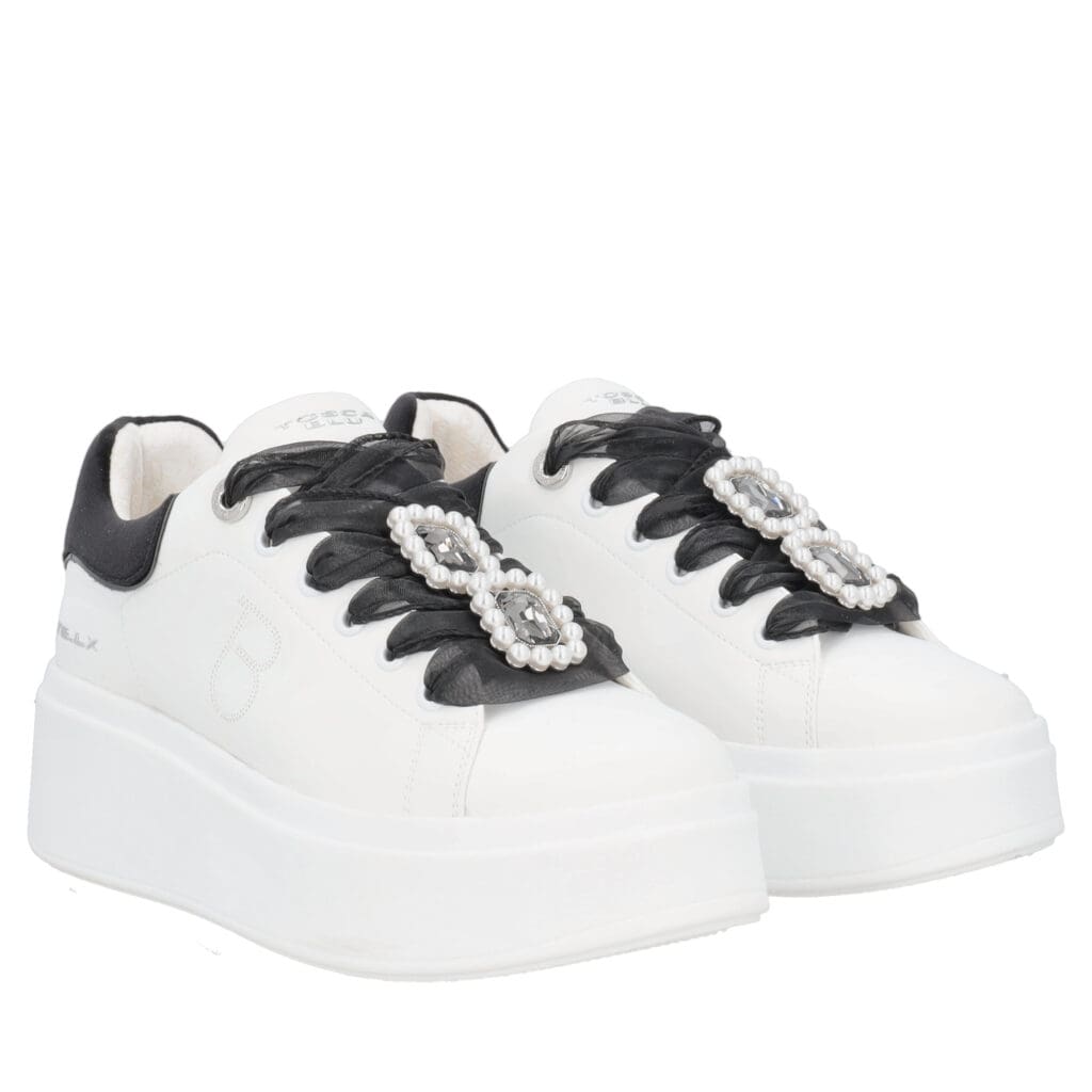 Tosca Blu SWEET CITY superge z okrasnim draguljem – White/Black
