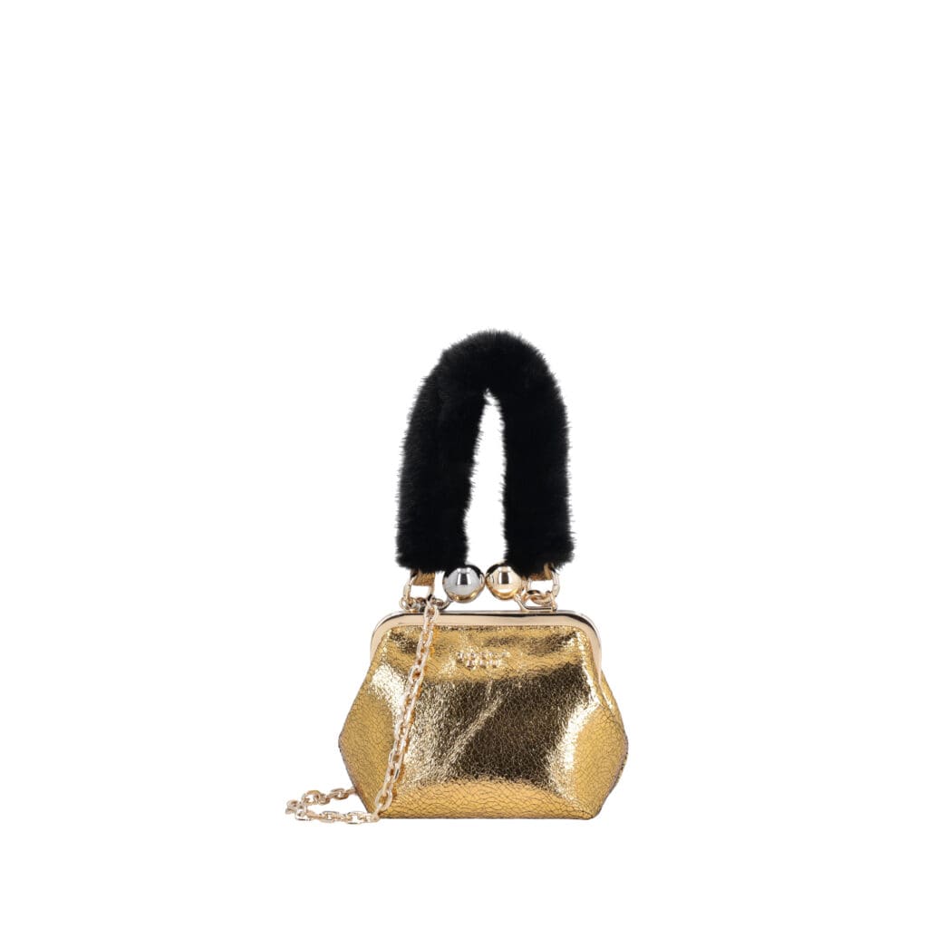 Tosca blu usnjena večerna torba – Gold