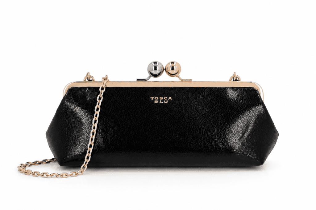 Tosca Blu ženska clutch torbica z verižnim pasom – Black