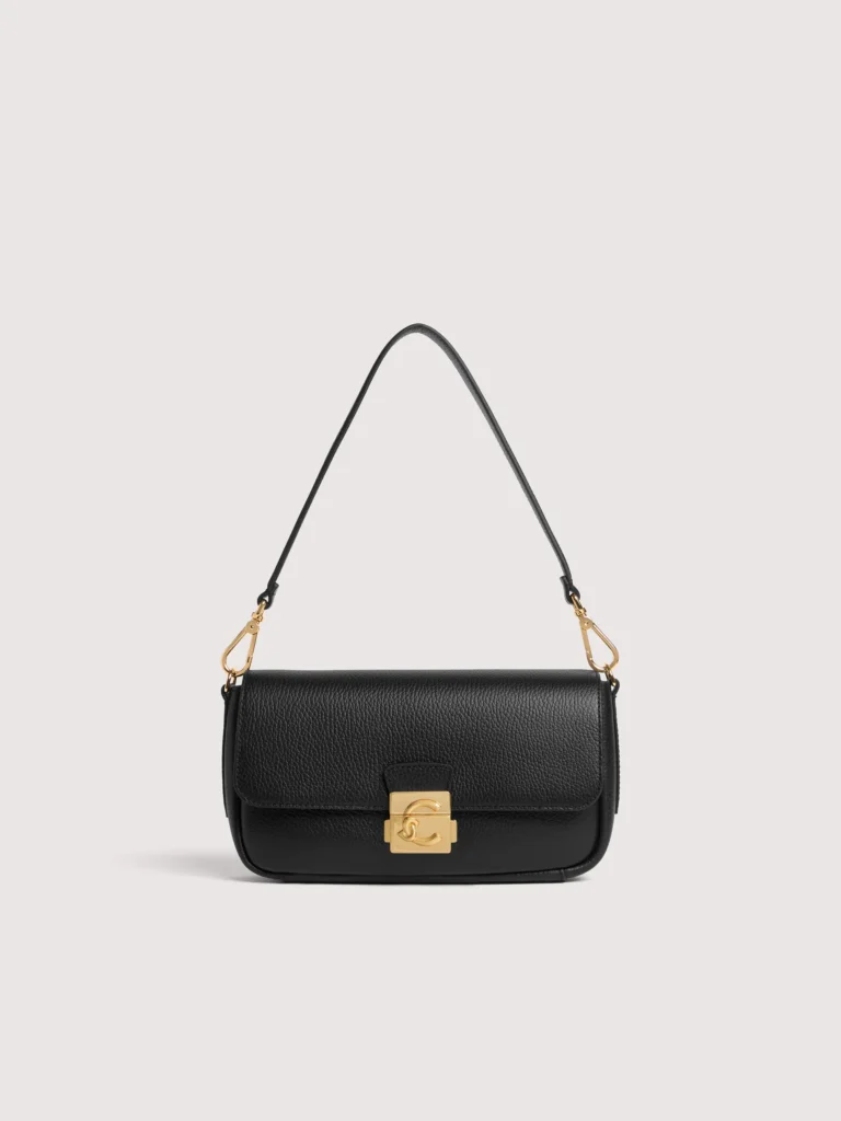 COCCINELLE C-Me Lock Medium usnjena torbica – Črna